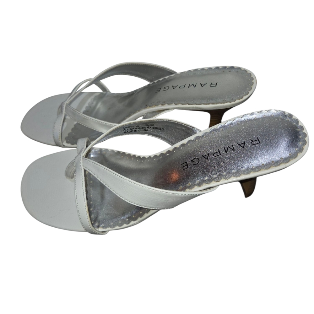 Rampage White Sandals Madyson Kitten Heel Slip-On